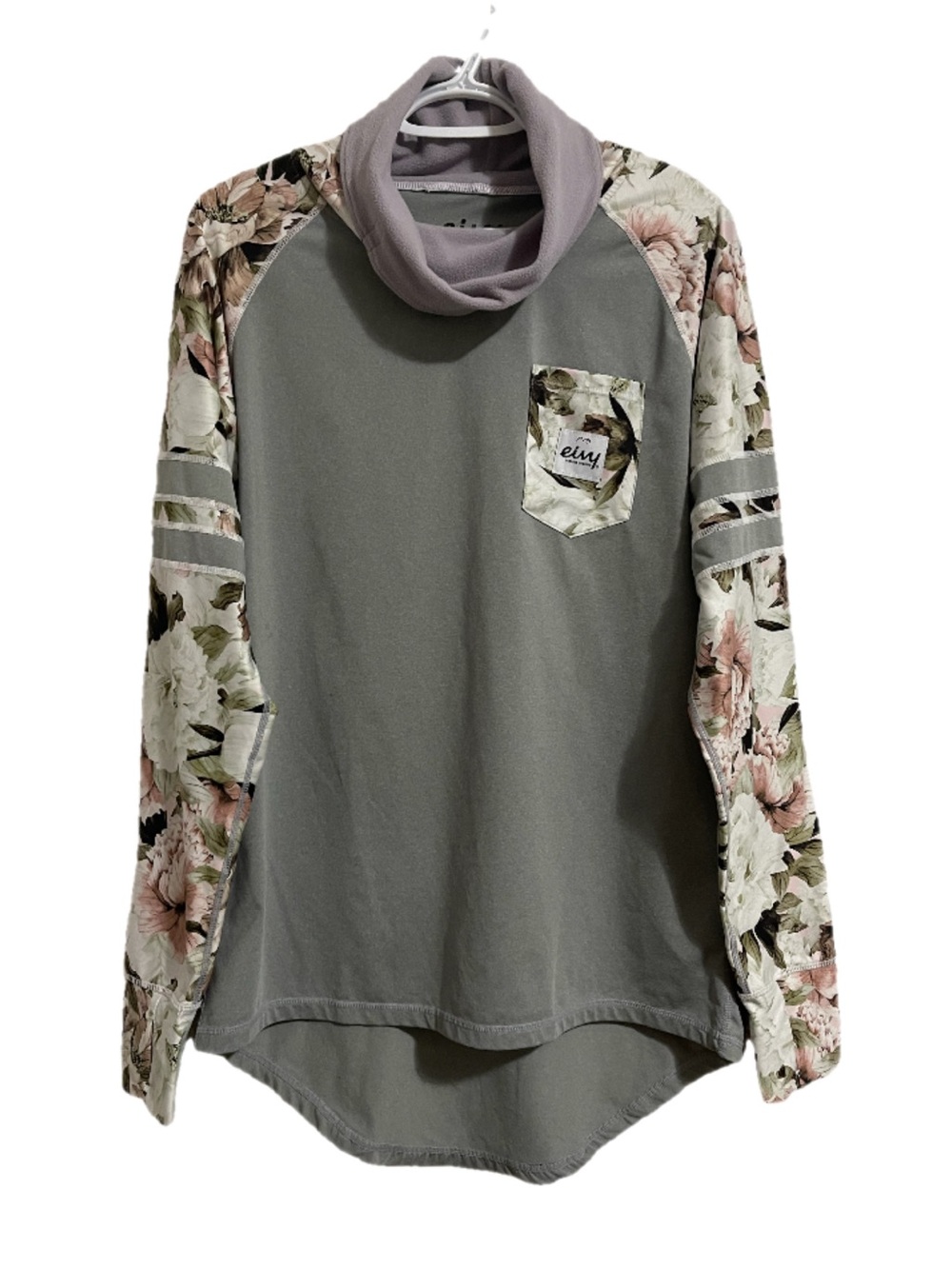 Eivy Women's Gray Floral Cowl Neck Pullover Top